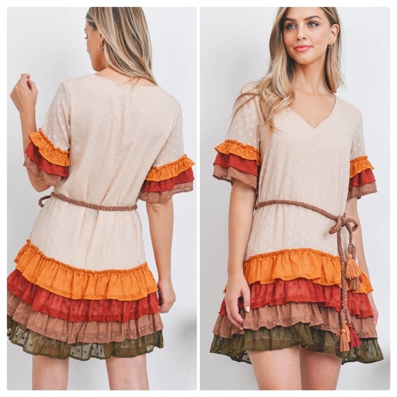 Autumn Belle in Falling Ruffles Mini Dress - Picture 6 of 13